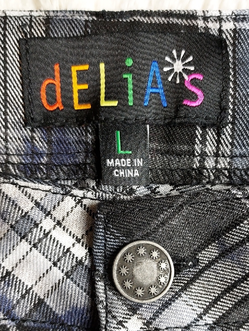 Dolls Kill dELiA*s Retro Grunge Punk Goth Plaid Utility Maximalist Cargo Pants L - Picture 7 of 8